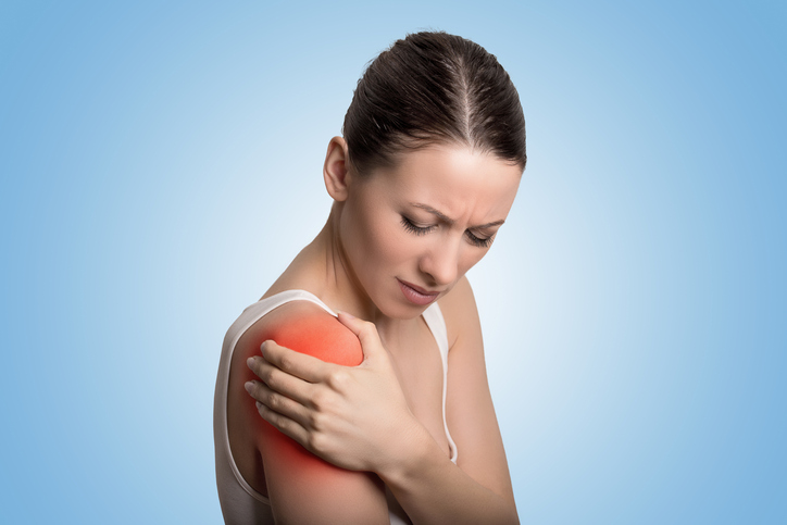 Female with shoulder pain Female with shoulder pain