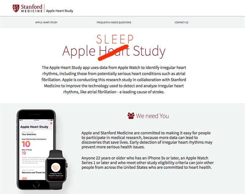 Apple Heart Study Screen capture of Apple Heart Study on Stanford University page