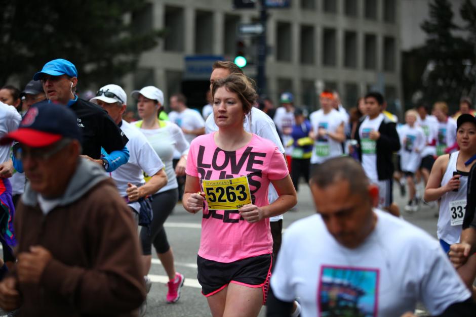 Group of people running and exercising