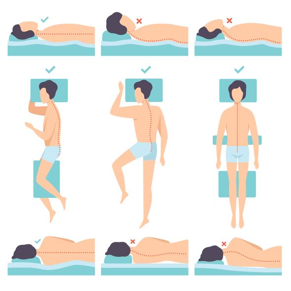 Different sleeping position and pillow adjustment