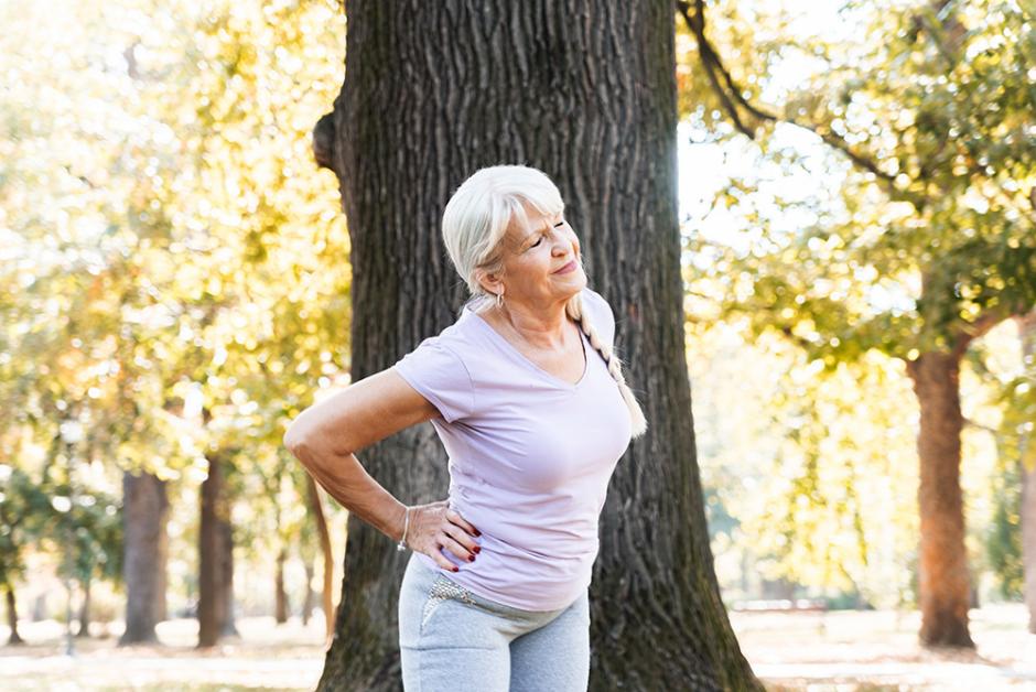 Elderly lady having hip pain