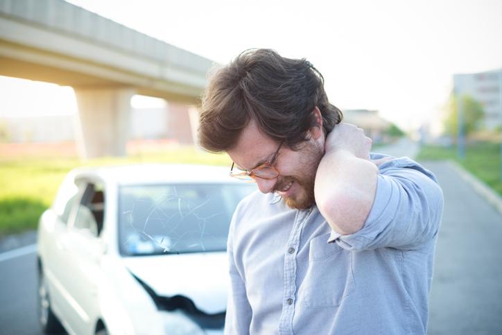 Man with whiplash injury after road traffic accident