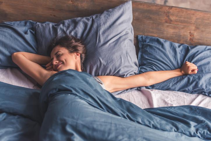 Girl waking up from a good night sleep Girl waking up from a good night sleep