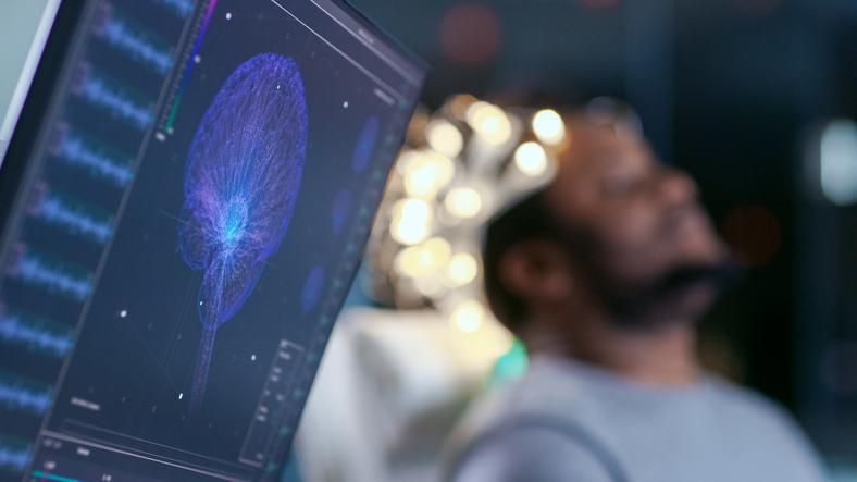 Man undergoing sleep study