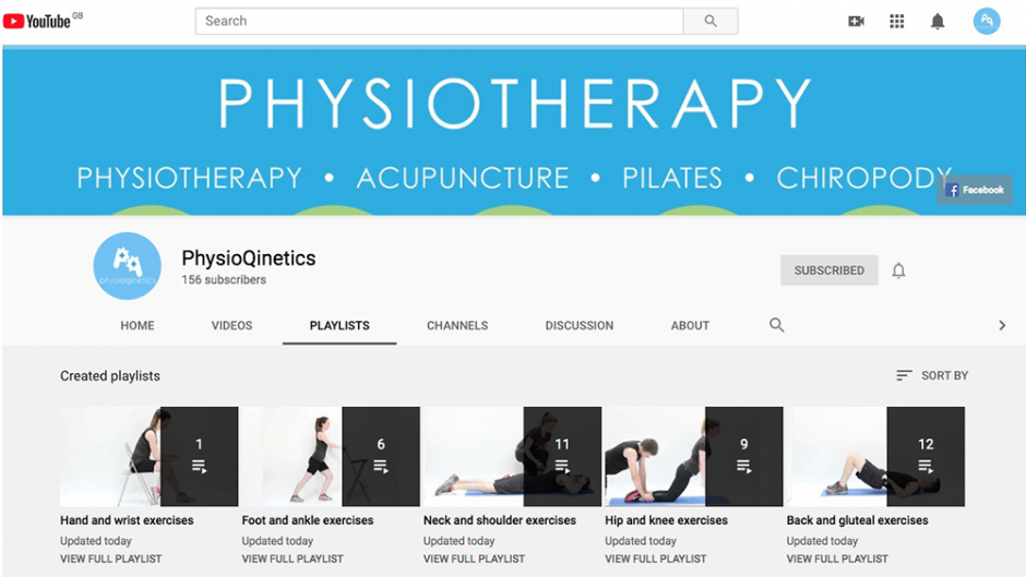 PhysioQinetics Youtube channel page