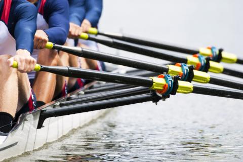 Rowing on river